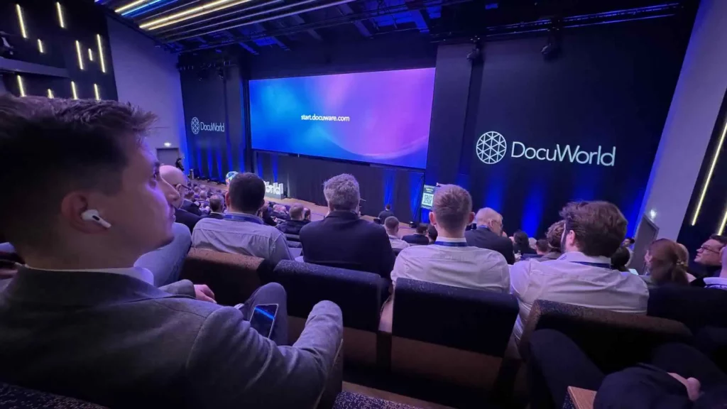 Corporate event with live audio translation to attendees' earbuds